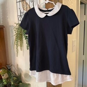 Chaps Navy and White Kids Blouse